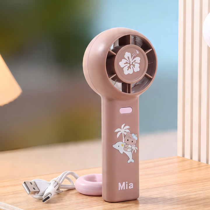 Women's Portable Handheld Fan with Ergonomic Design and Cute Kalsten  Motif