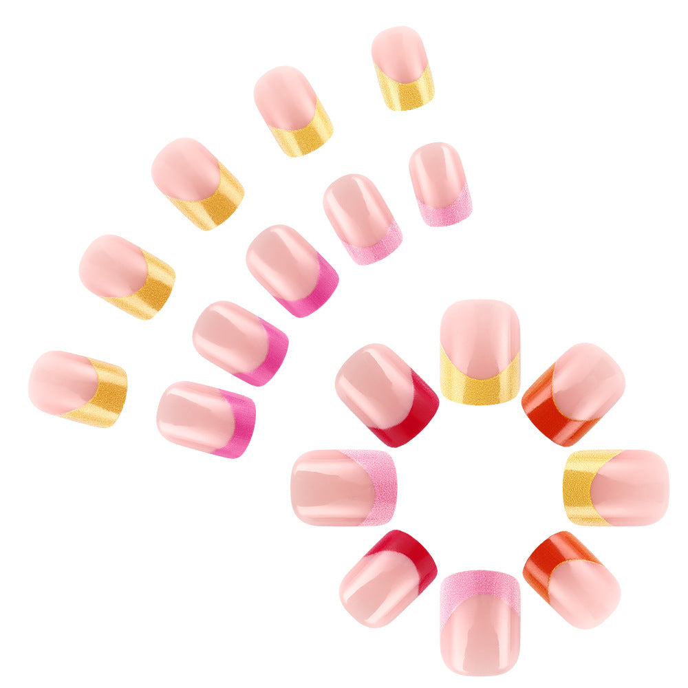 Colorful Ombre French Tip Press-On Nails Kalsten
