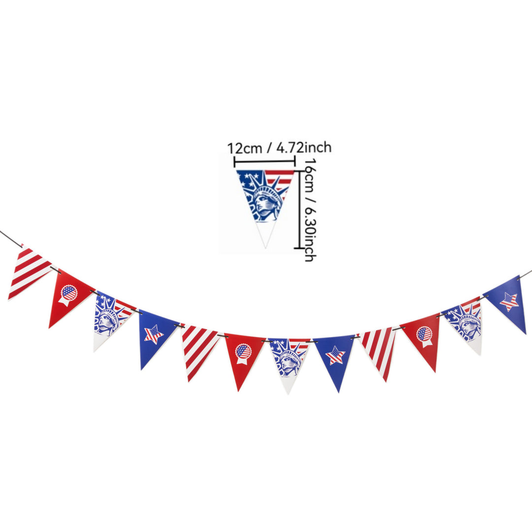 Unisex nan patriotic bunting chain with stars and Statue of Liberty motif made of durable coated paper Kalsten