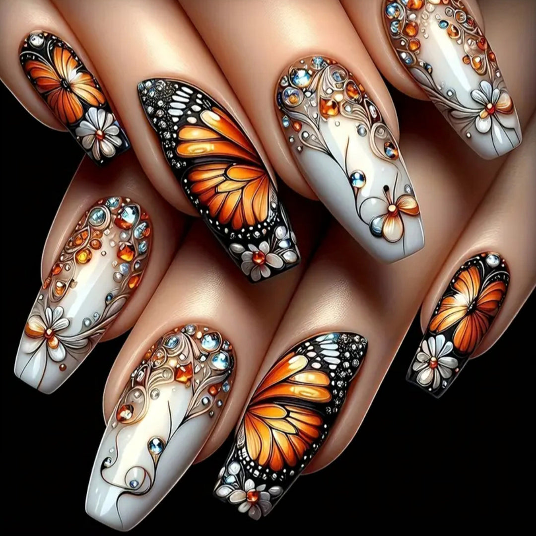 Intricate Butterfly Design Nail Art Kalsten