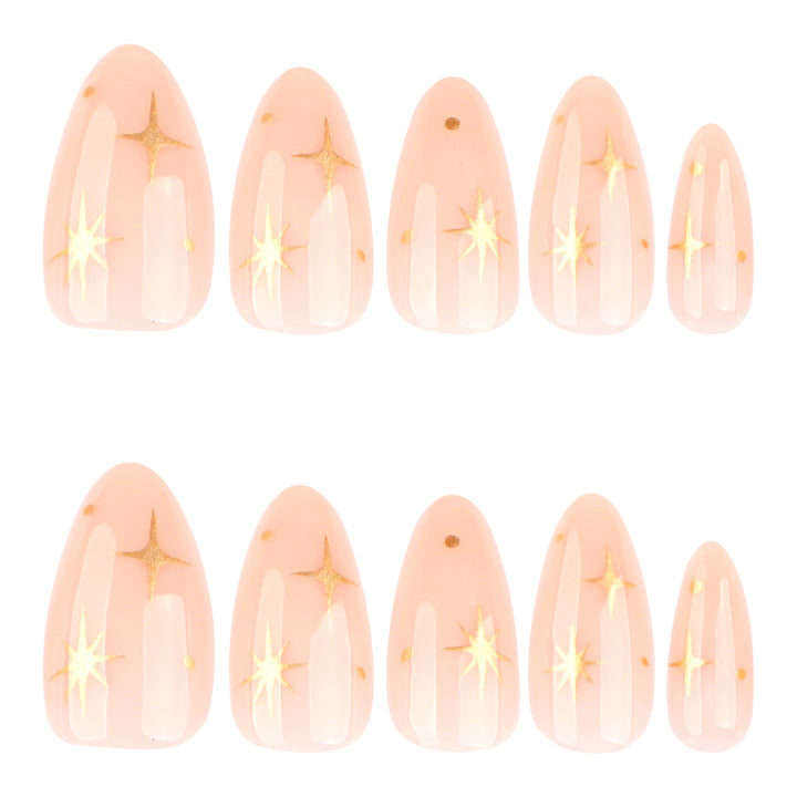 Artful stiletto nails with shiny star accents Kalsten