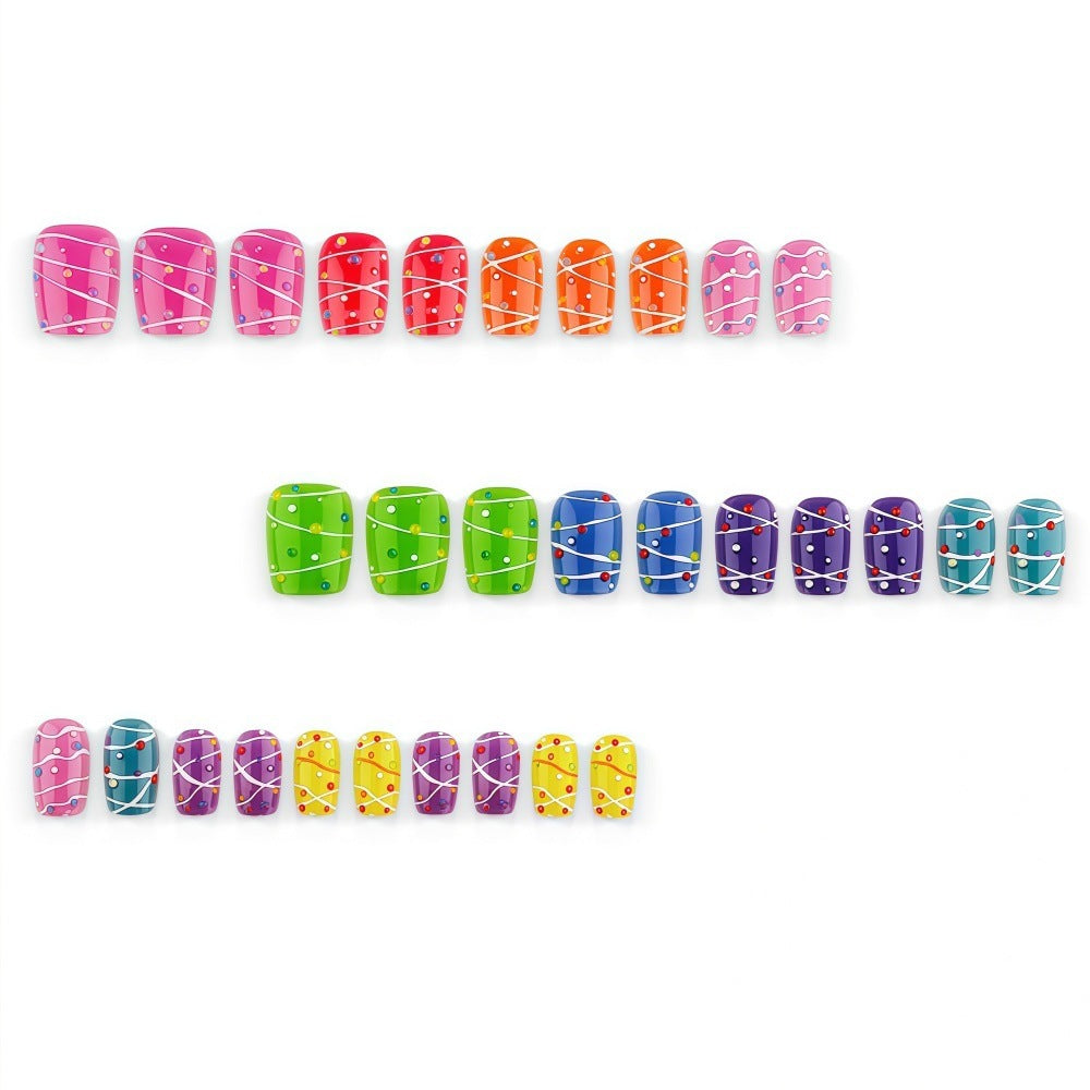 Colorful playful design artificial nails Kalsten