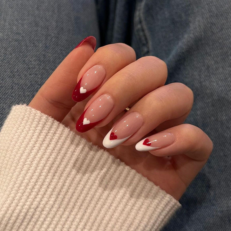 Decorative Heart-Embellished Press-On Nail Set Kalsten