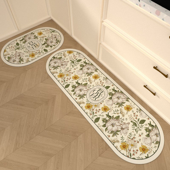 Floral Pattern Decorative Kitchen Mat
