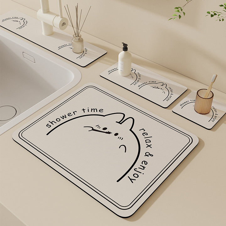 Cartoon Bear-Themed Bath Mat