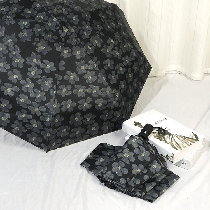 Ladies Mini Folding Umbrella with Elegant Floral Print Kalsten