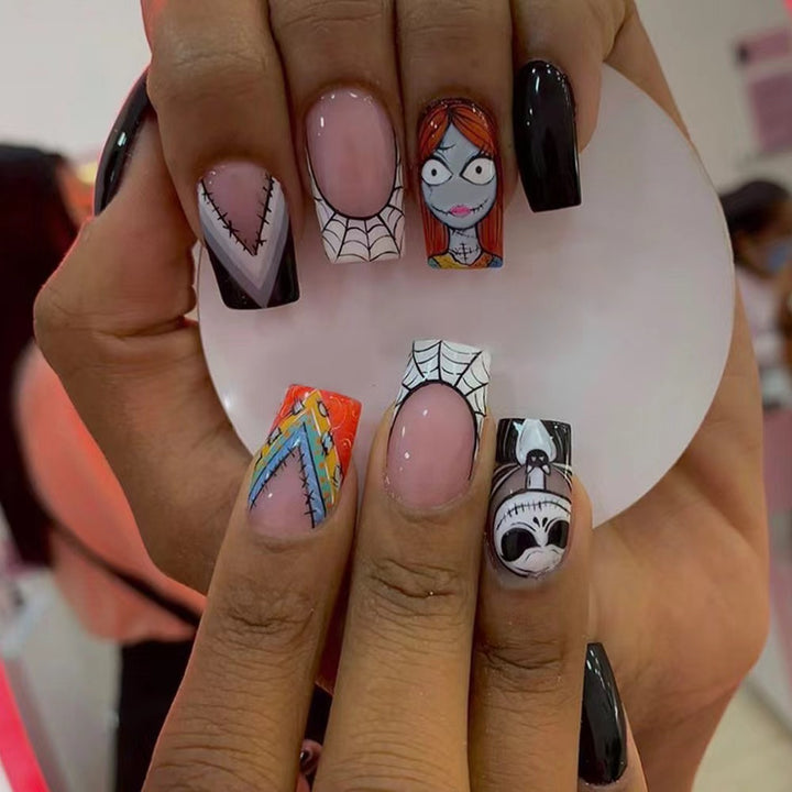 Artificial Nail Set with Creative Halloween Motifs and Playful 3D Designs Kalsten