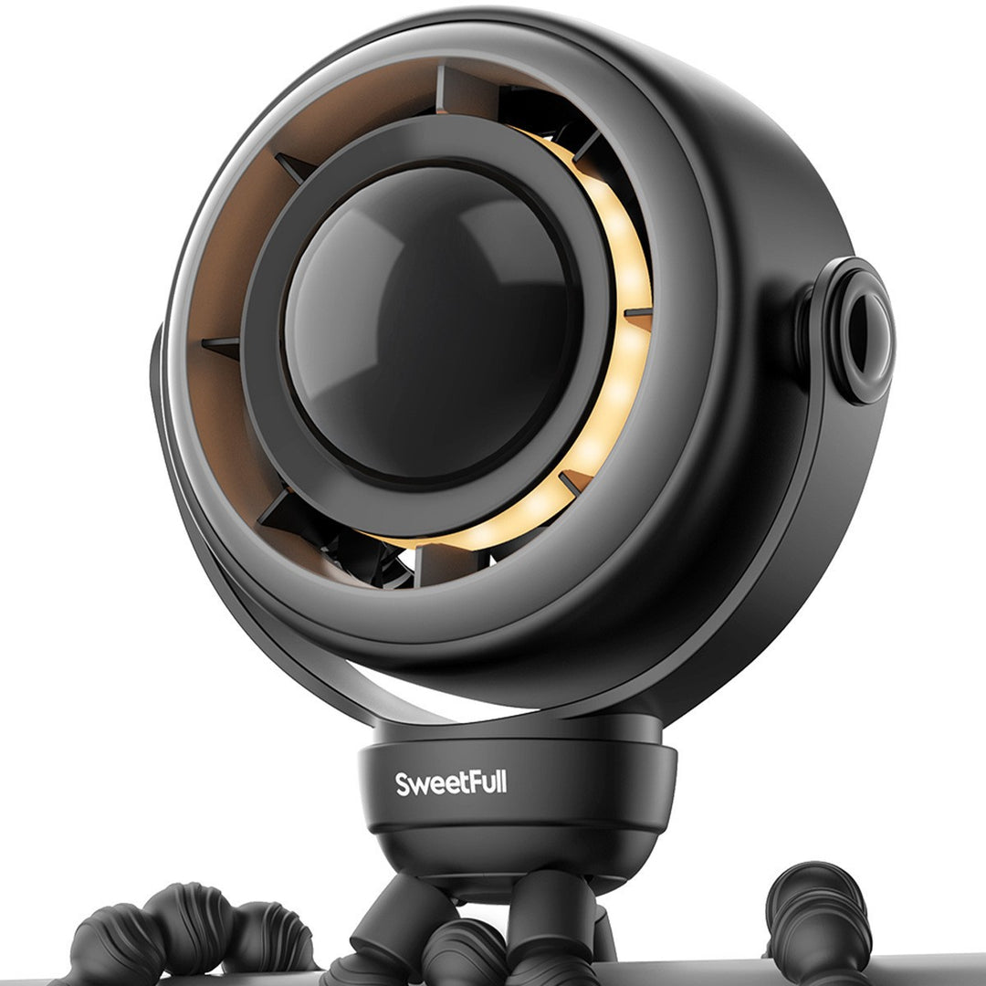 Unisex nano compact livestreaming camera with integrated ring light and flexible handlebar and tube mount Kalsten