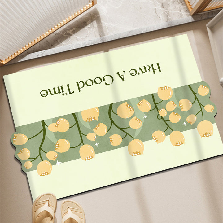 Cheerful Floral-Themed Welcome Mat