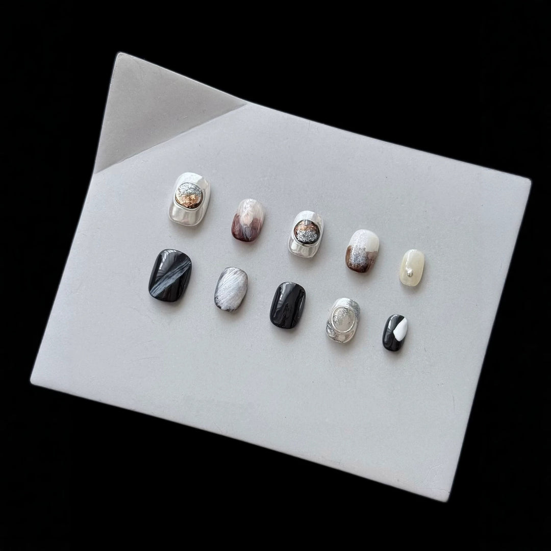 Artistic Press-On Nail Set with Elegant Designs