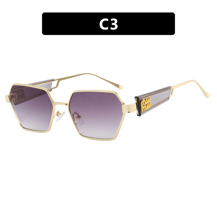 Ladies hexagonal sunglasses with elegant metal frame and protective lenses Kalsten