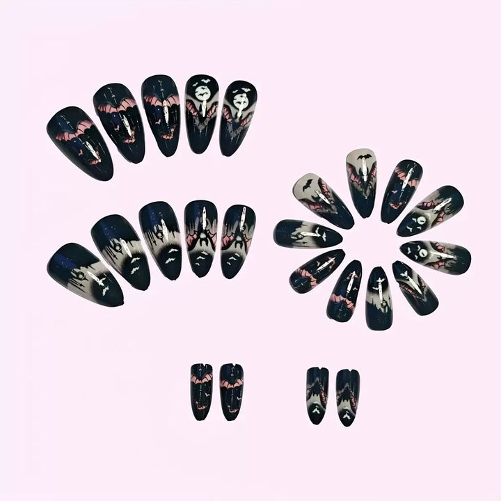 Halloween Artificial Nail Set with creepy bat designs Kalsten