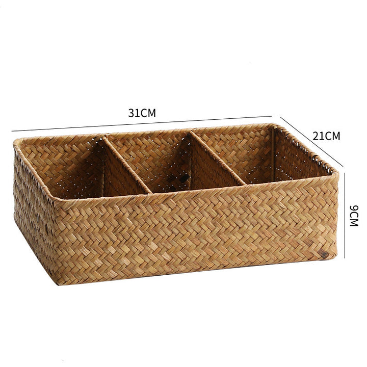 Multi-Compartment Natural Woven Storage Basket Kalsten