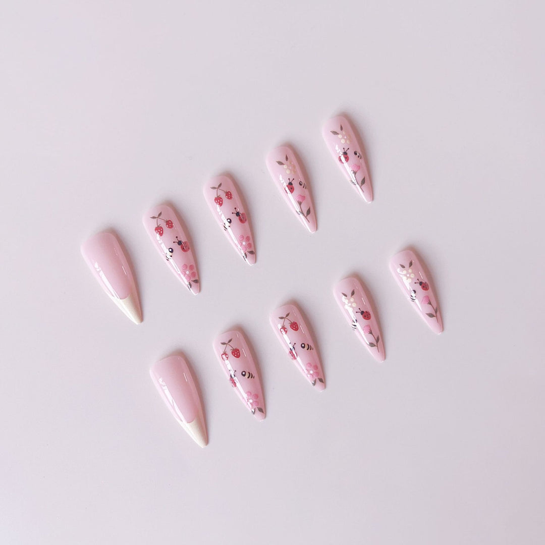 Artificial nail set with colorful spring design and elegant tips Kalsten
