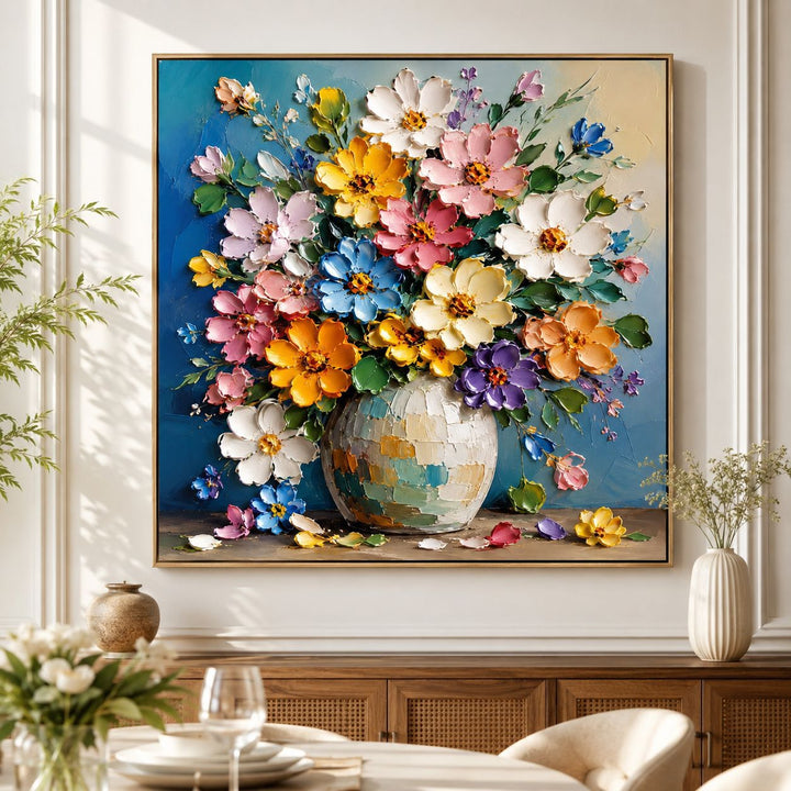 3D Textured Floral Canvas Artwork