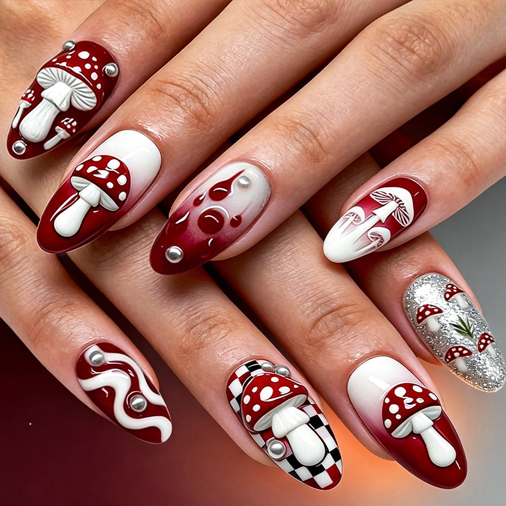 Artistic Mushroom Design Press-On Nail Set Kalsten