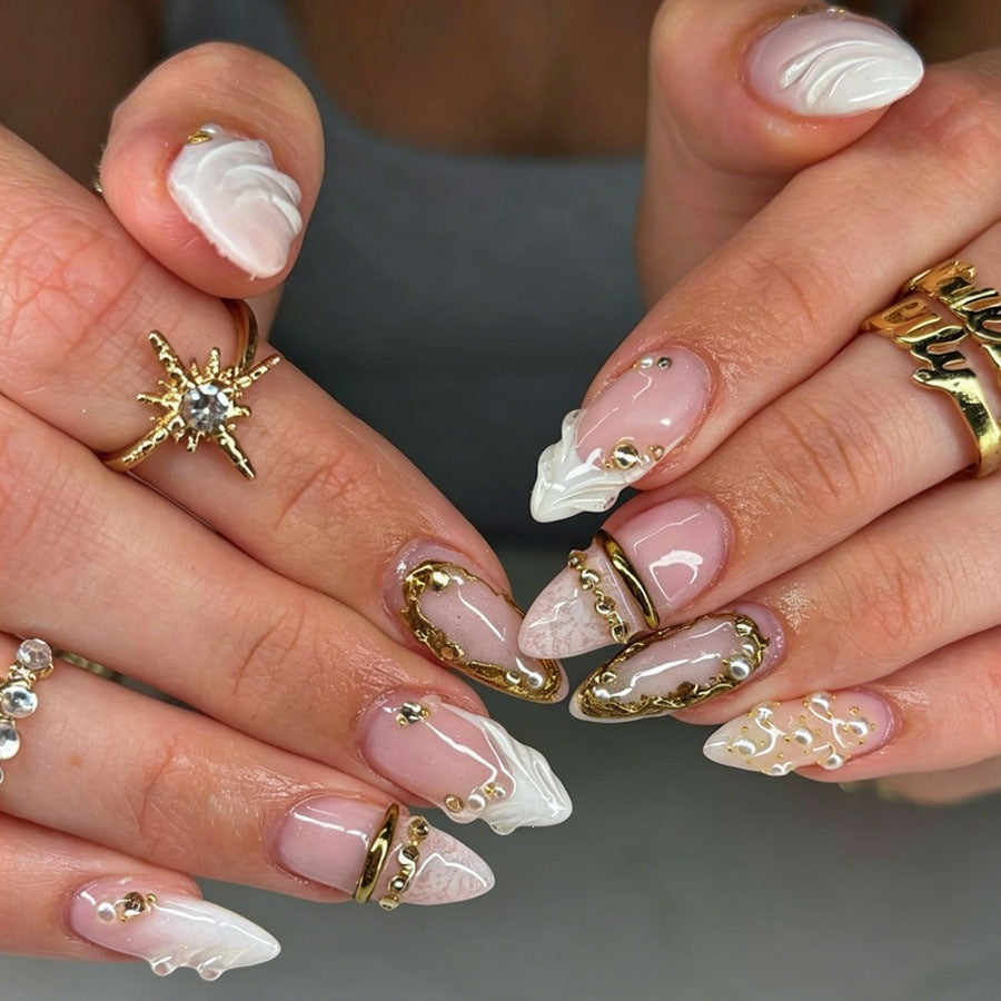 Elegant artificial nail set with delicate 3D details Kalsten