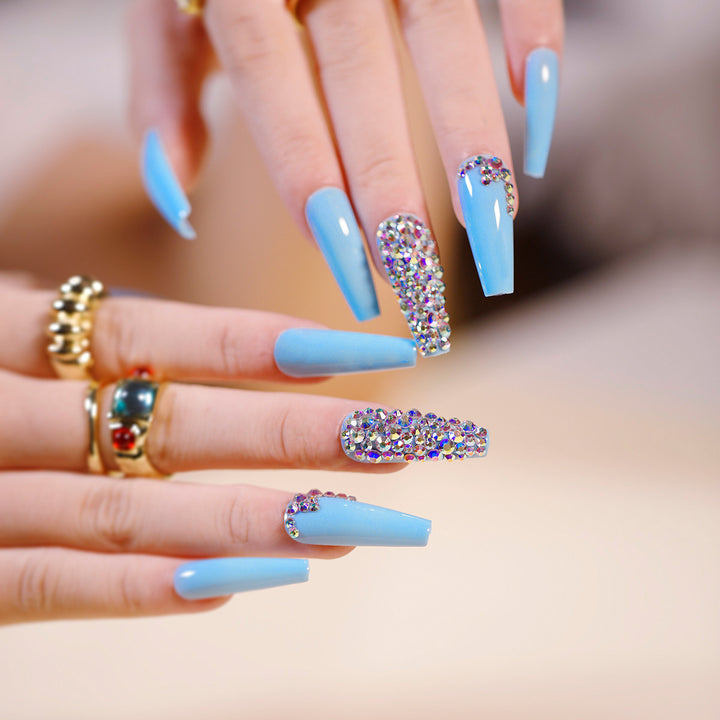 Artful Stiletto Nails with Radiant Rhinestone Accent Kalsten