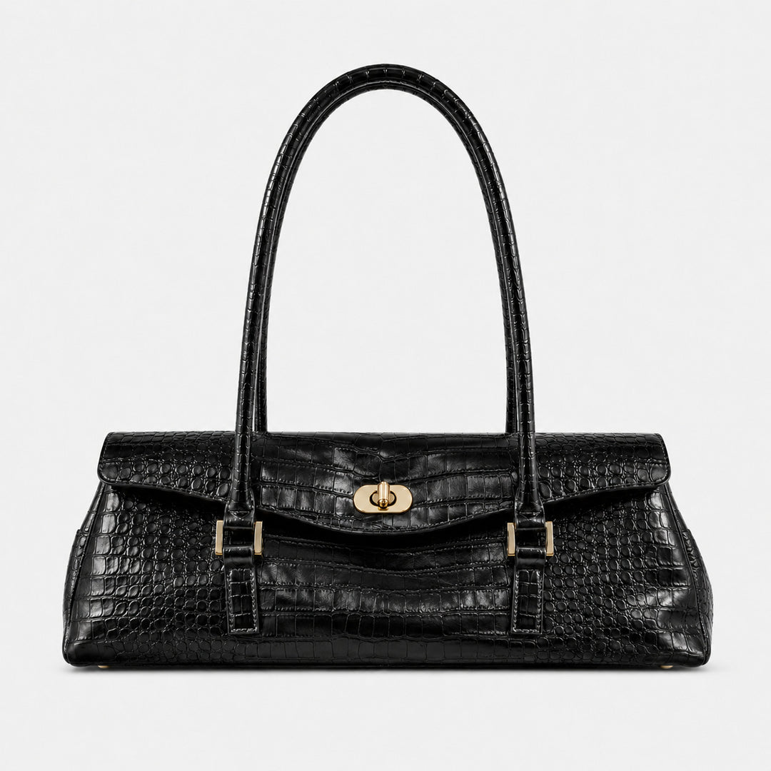 Elegant Crocodile-Effect Handbag