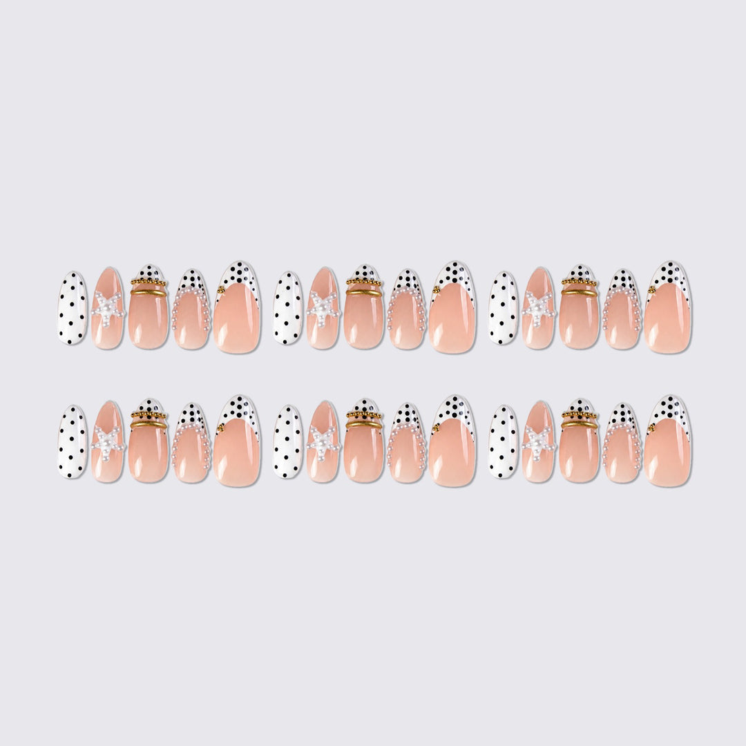 Nail set with elegant pearl and dot accents Kalsten