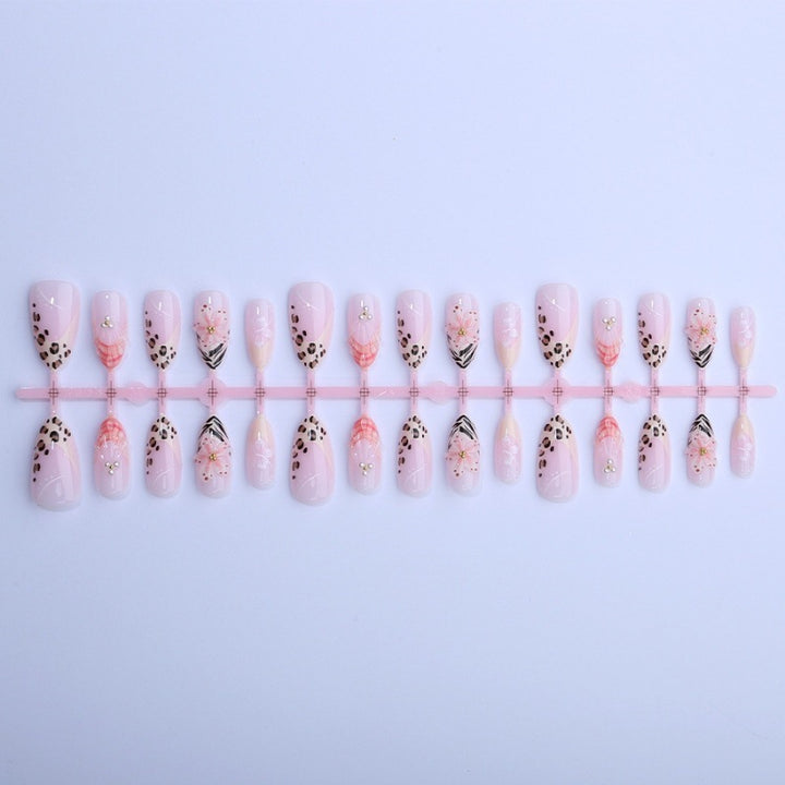 Artificial nail set with floral and leopard designs Kalsten