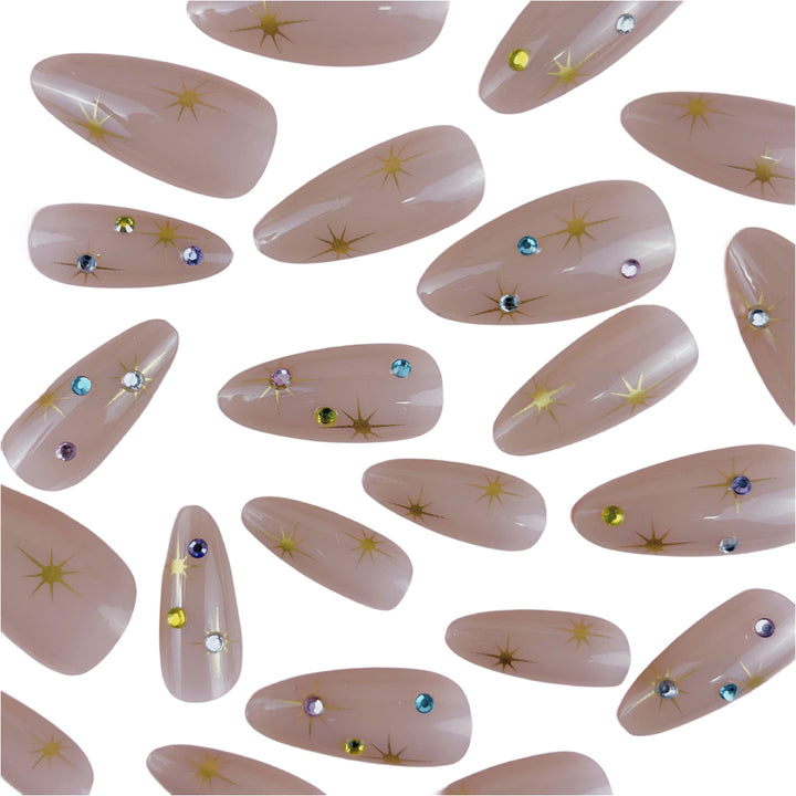 Artistic Rhinestone-Embellished Almond-Shaped Nail Extensions Kalsten