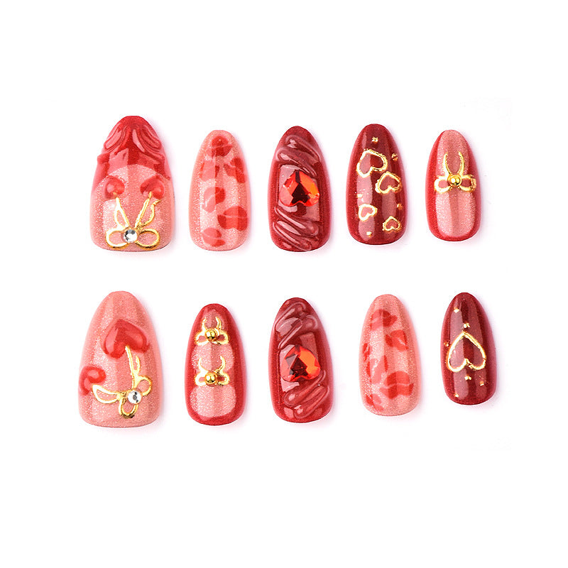 Decorative Heart-Inspired Press-On Nail Art Set