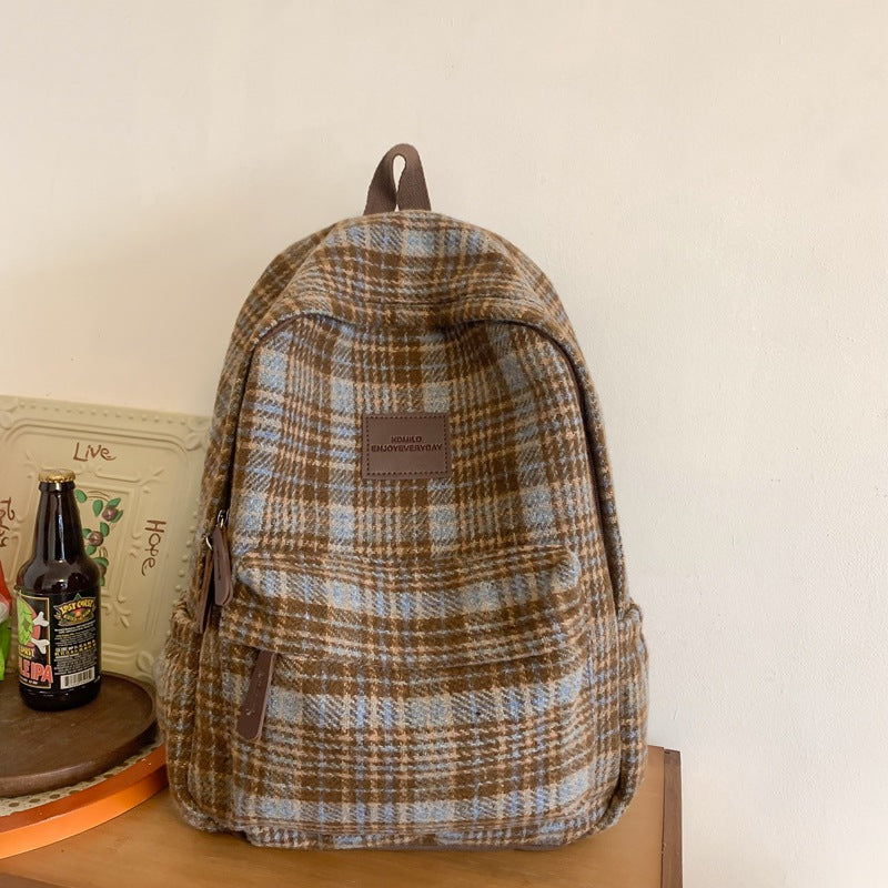 Cozy Plaid Patterned School Backpack Kalsten