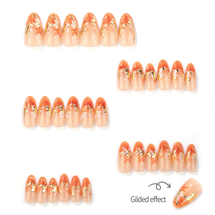 Manual Nail Art Set with Autumn Leaf Design