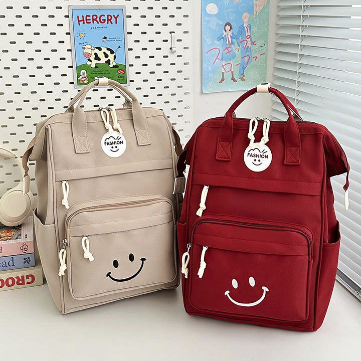 Trendy Multi-Pocket Smiley Face Backpack Kalsten