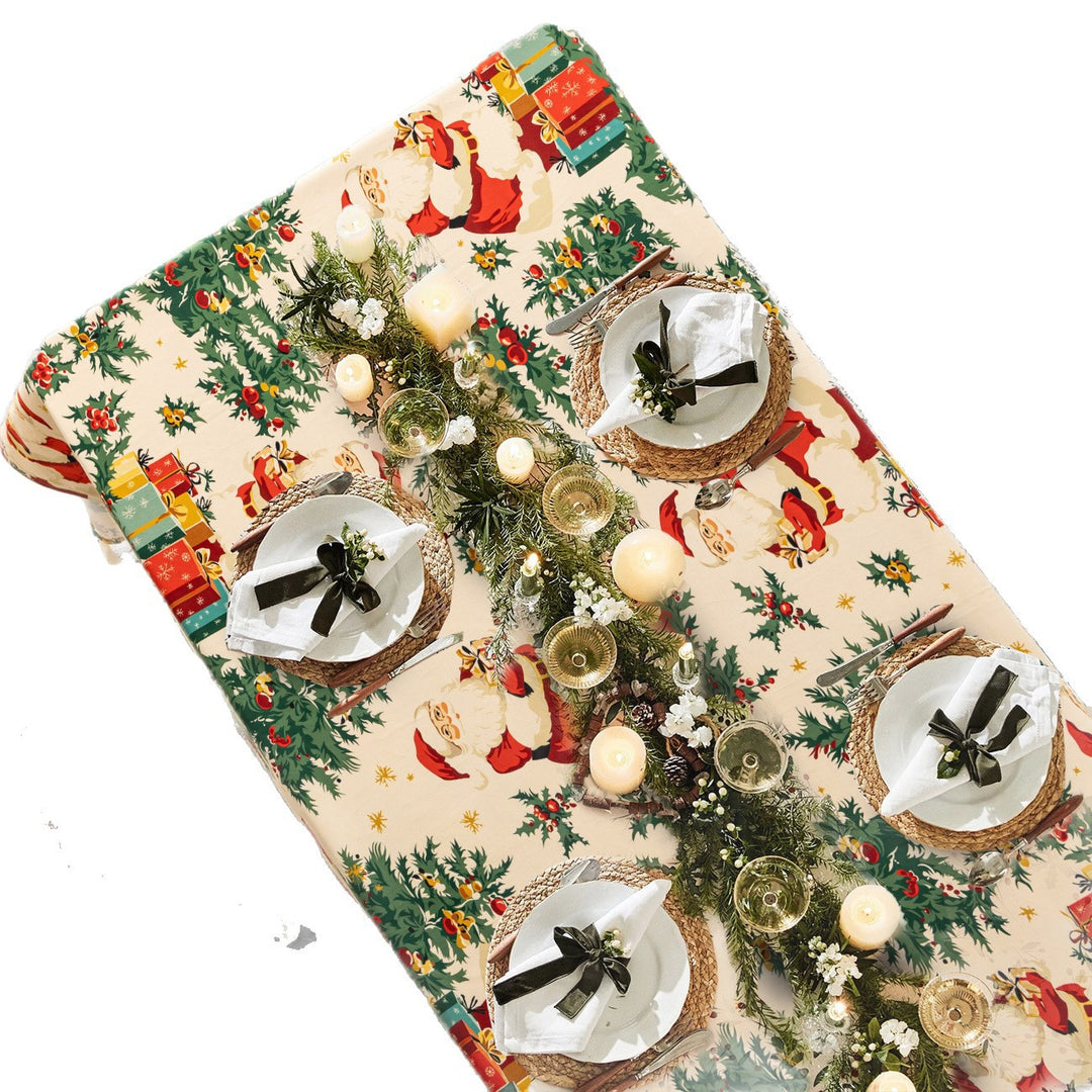 Christmas tablecloth made of cotton blend fabric with water-repellent surface and festive pattern Kalsten