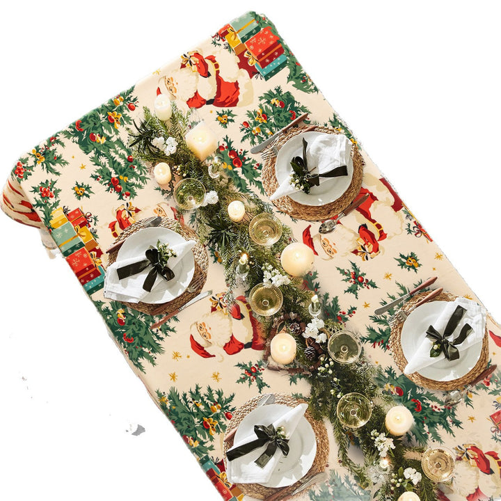 Christmas tablecloth made of cotton blend fabric with water-repellent surface and festive pattern Kalsten