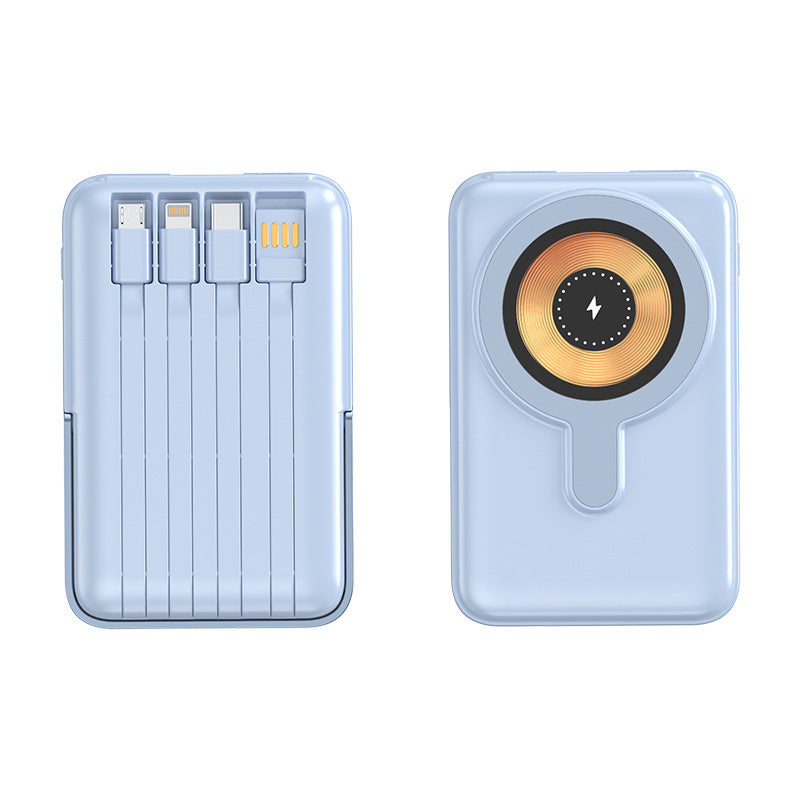 Portable power bank with integrated cable charging system and fast wireless charging Kalsten