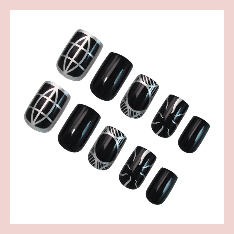 Artificial nail set with geometric design Kalsten
