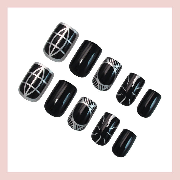 Artificial nail set with geometric design Kalsten