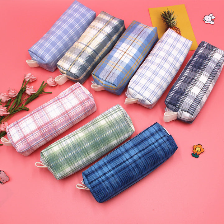 Textured Plaid Pencil Case Kalsten
