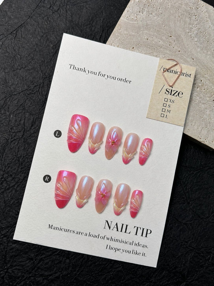 Artistic Floral Press-On Nail Set Kalsten
