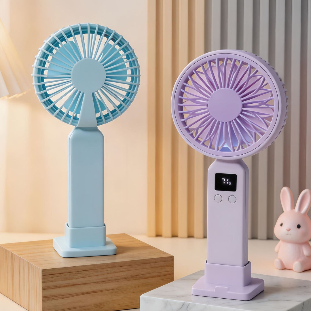 Portable hand-held fan with digital temperature display and multiple speed control Kalsten