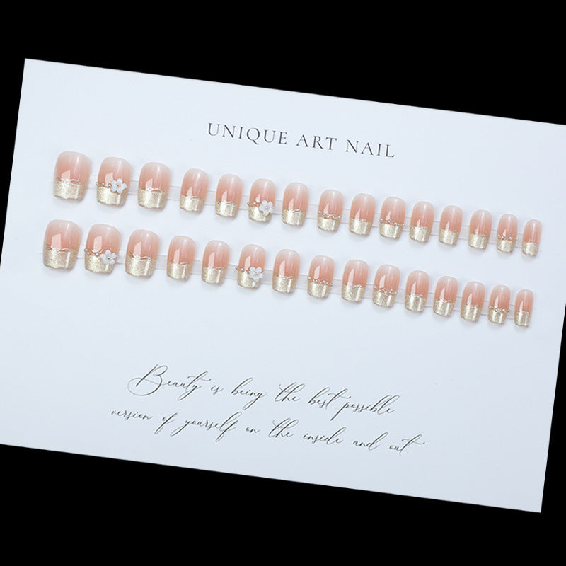 Decorative Press-On Nail Extensions with Floral Accents Kalsten