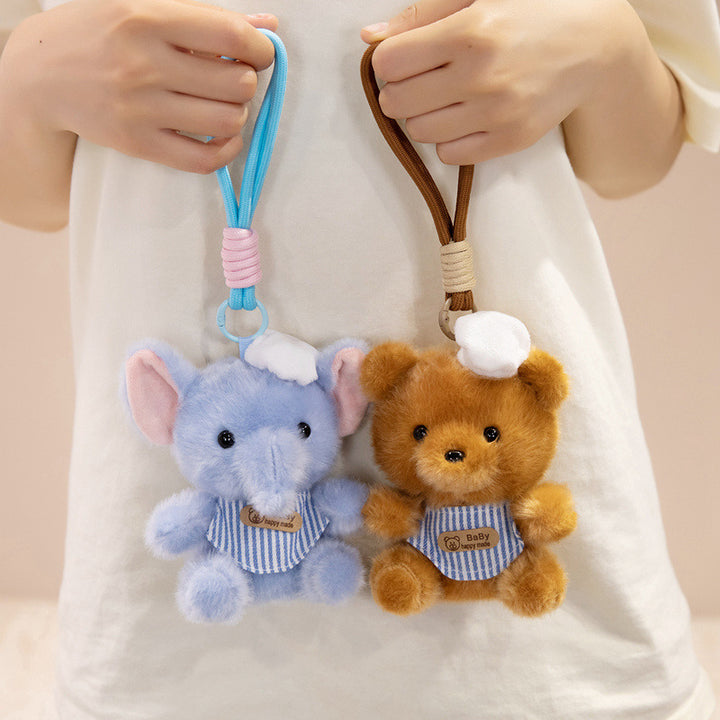 Plush Calico Cat Strawberry Mini Bag Charm Keychain with Soft Rope Loop & Metal Clip Kalsten
