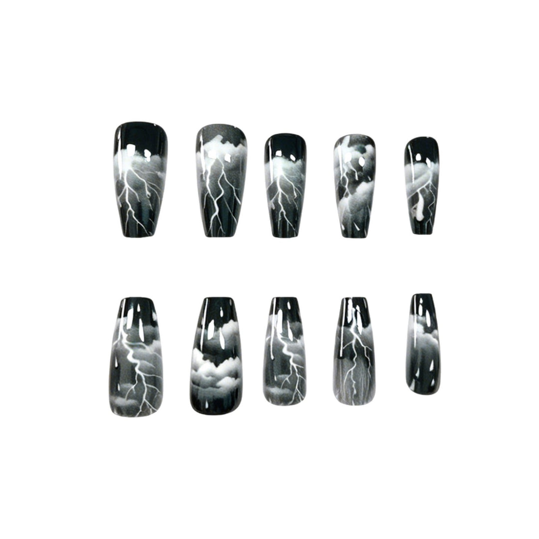 Artistic Lightning-Themed Nail Art Extensions Kalsten