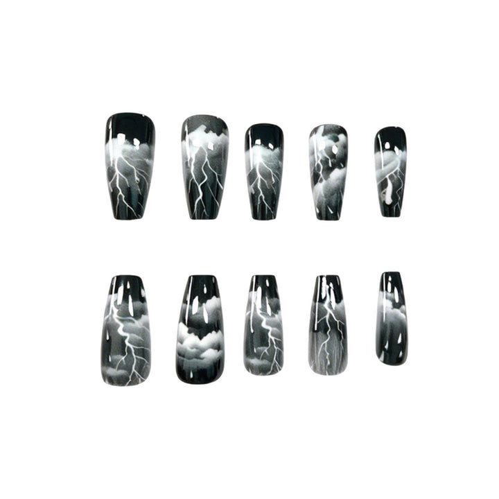 Artistic Lightning-Themed Nail Art Extensions Kalsten