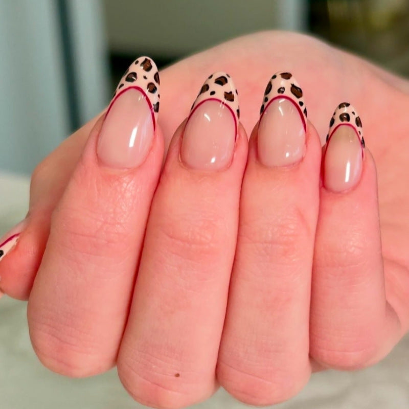 Artistic Stiletto Press-On Nail Set with Leopard Print Accents Kalsten
