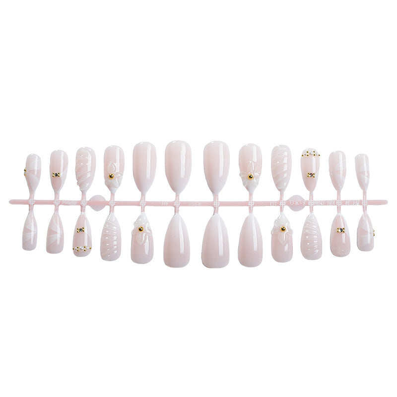 Artificial nail set with elegant floral design and luxurious accents Kalsten