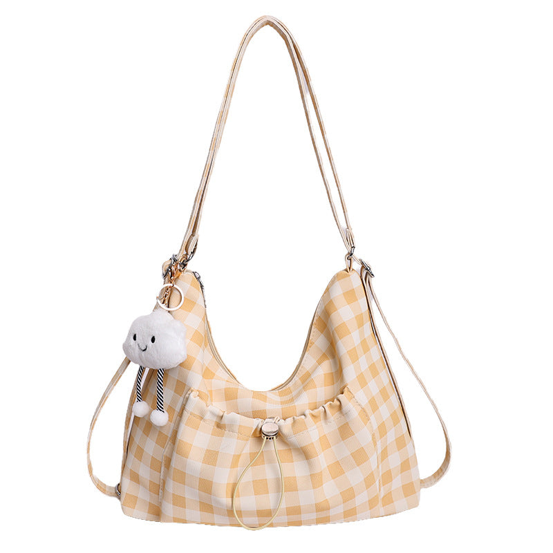 Gingham Print Slouchy Shoulder Bag