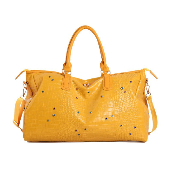 Stylish Crocodile-Texture Weekend Duffel Bag Kalsten