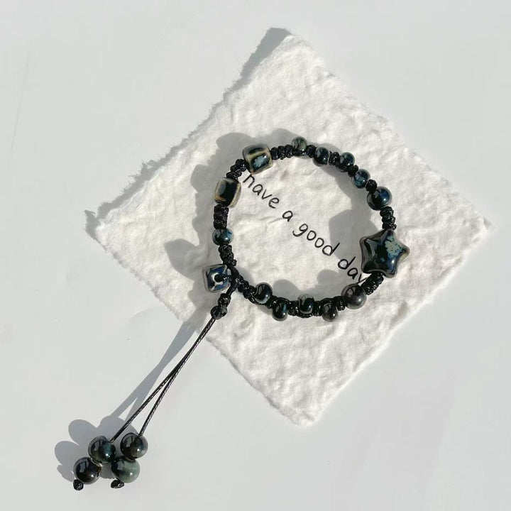 Adjustable Star and Bead Charm Bracelet Kalsten