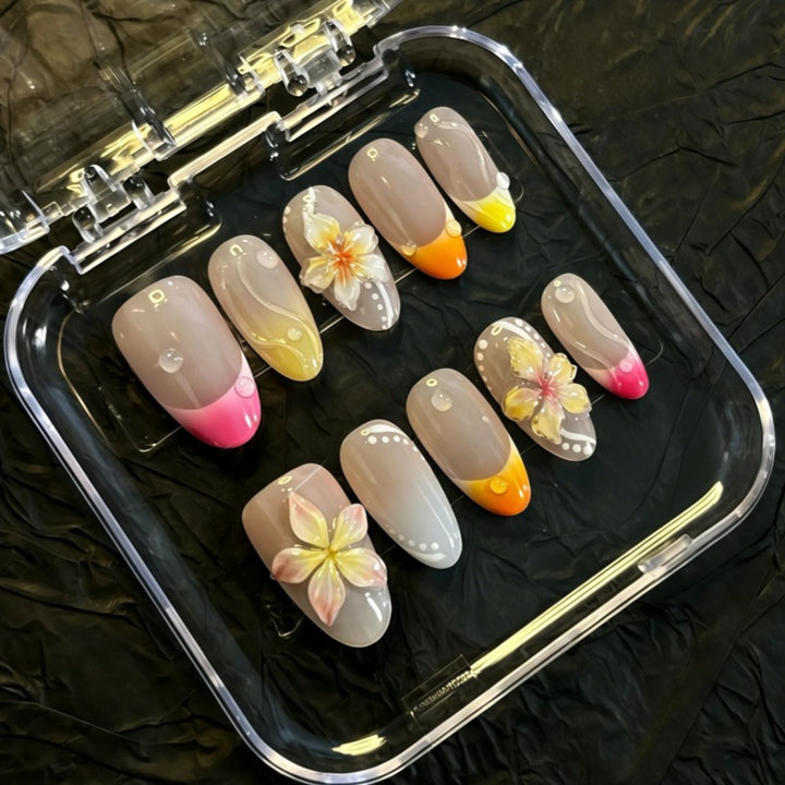 Vibrant Floral Press-On Nail Art Set Kalsten