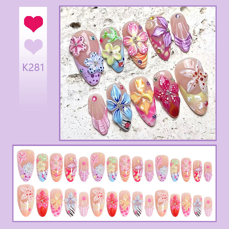 Artificial nail set with blooming 3D flower accents Kalsten