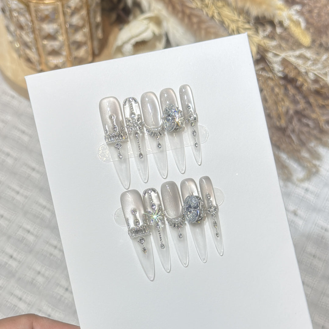 Premium Rhinestone-Embellished Press-On Nail Set Kalsten